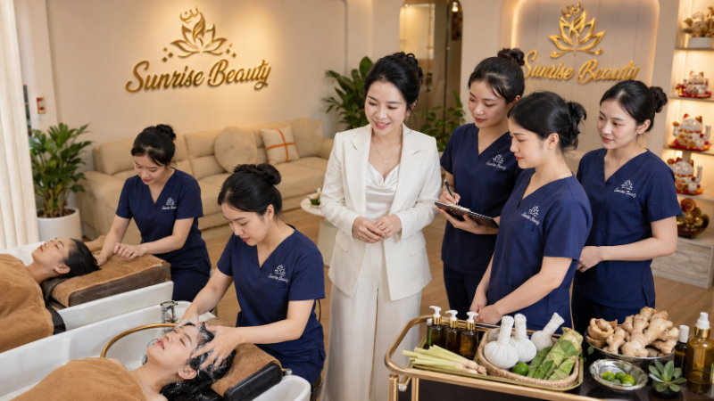 Gội Đầu Dưỡng Sinh Trị Liệu tại Sunrise Beauty