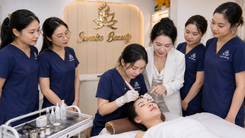 Tạo Sợi Kết Hợp Phun Đuôi tại Sunrise Beauty